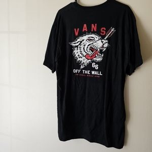 2017 Mens Large Vans Wolf Dog Arrow Black Graphic Tee